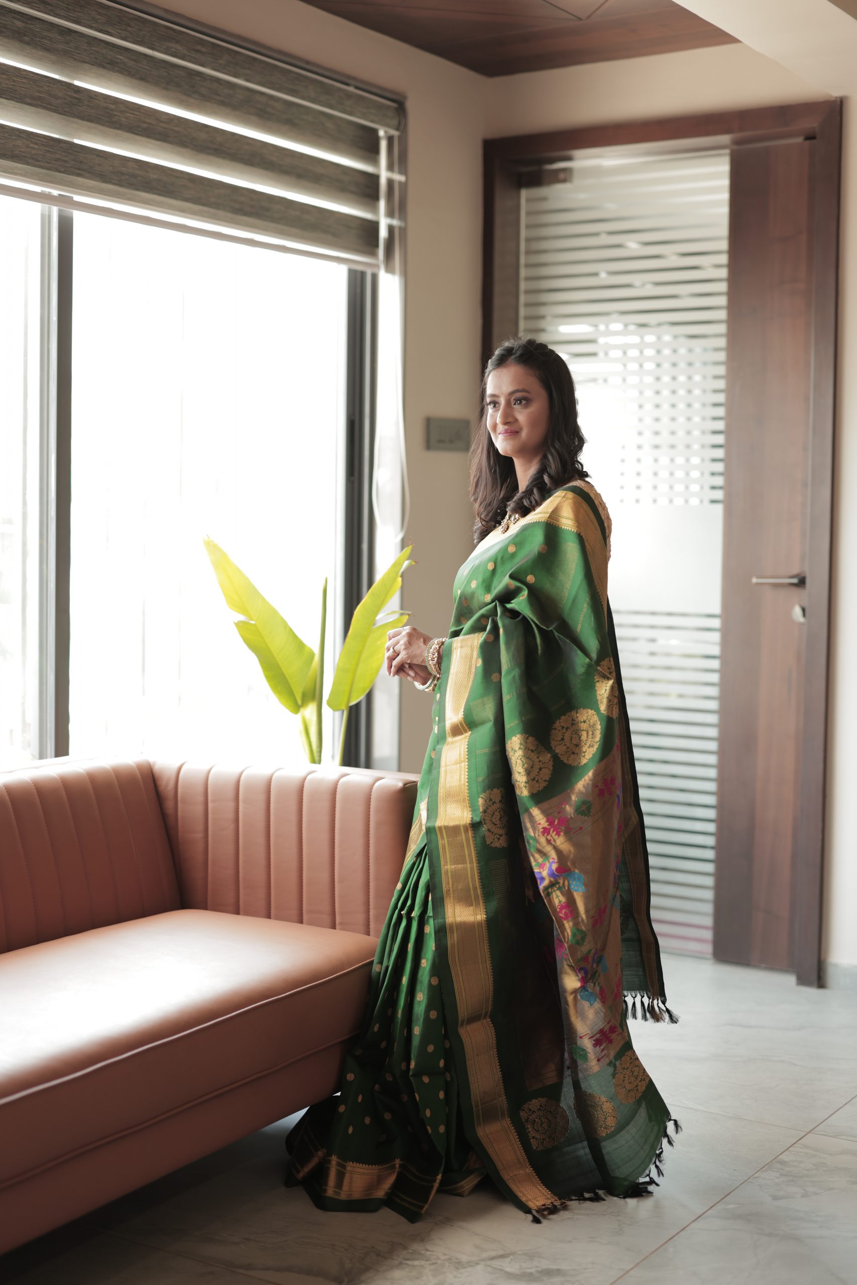Green Paithani Silk Handwoven Bridal Saree – Sunasa